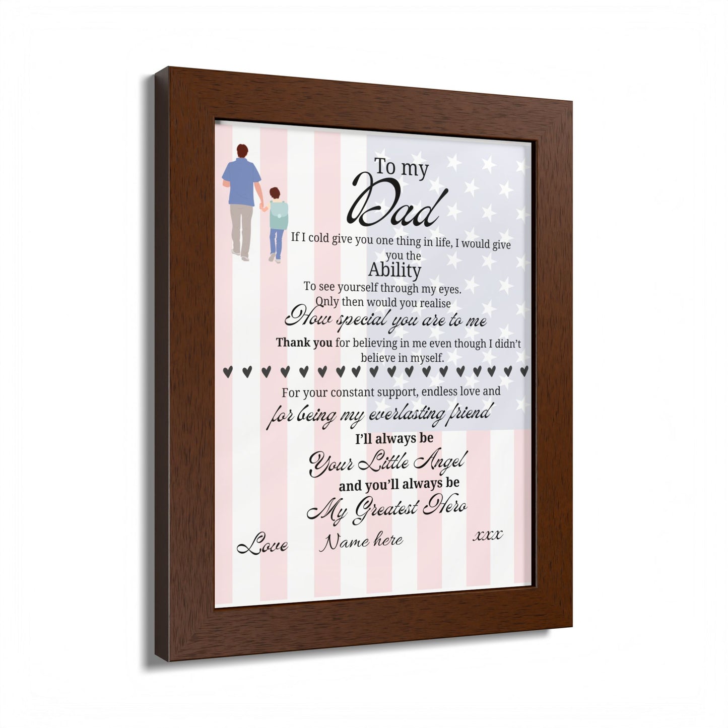 Framed Poster - "To My Dad" Heartfelt Memorial Poem (Custom Name)