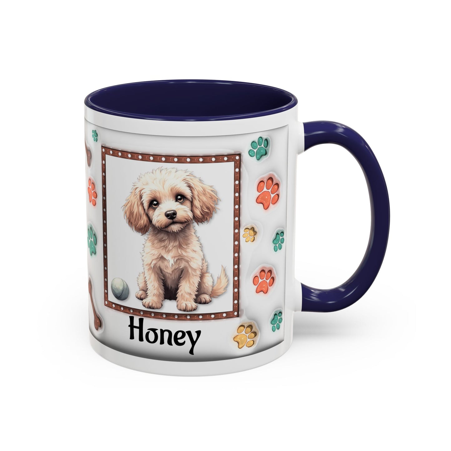 Personalized Puppy Photo Coffee Mug — Cute Paw Print Accent Mug (Custom Name)