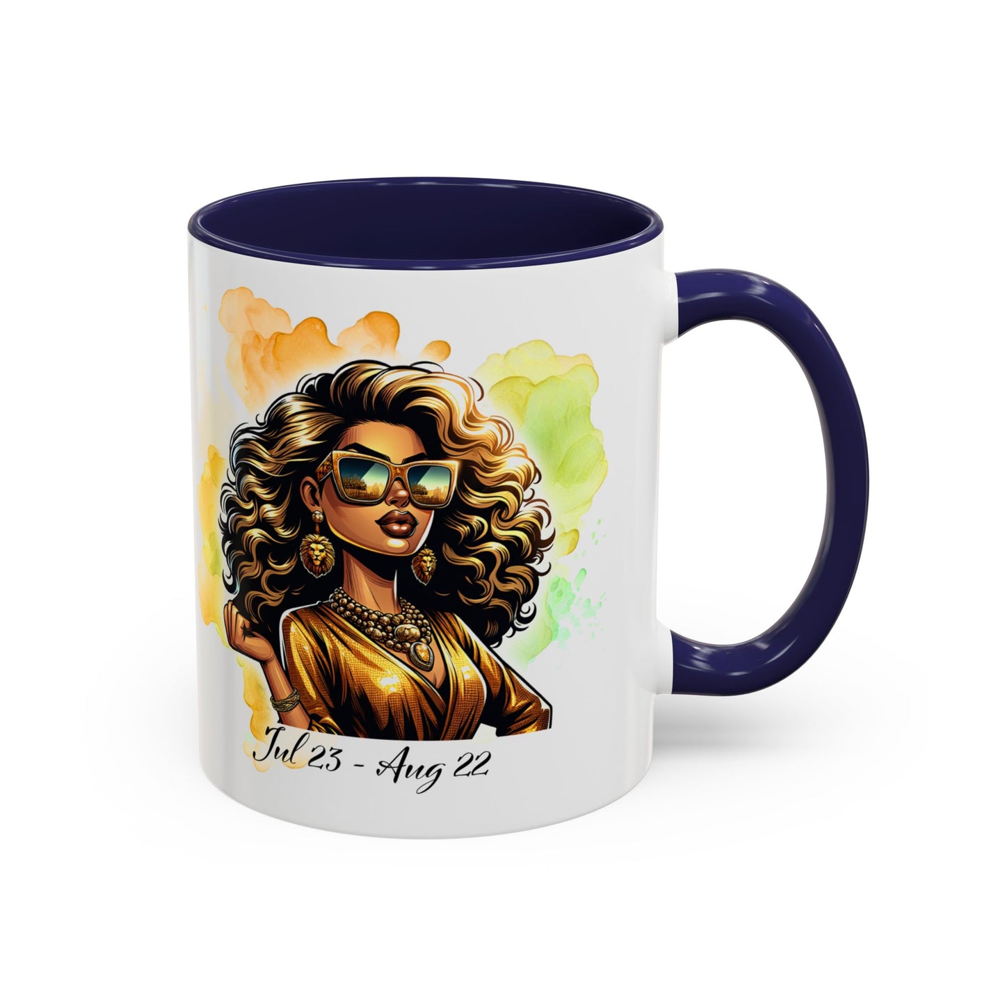 Leo Zodiac Coffee Mug — "I Am the Sun" Afro Woman Design (July 23–Aug 22)