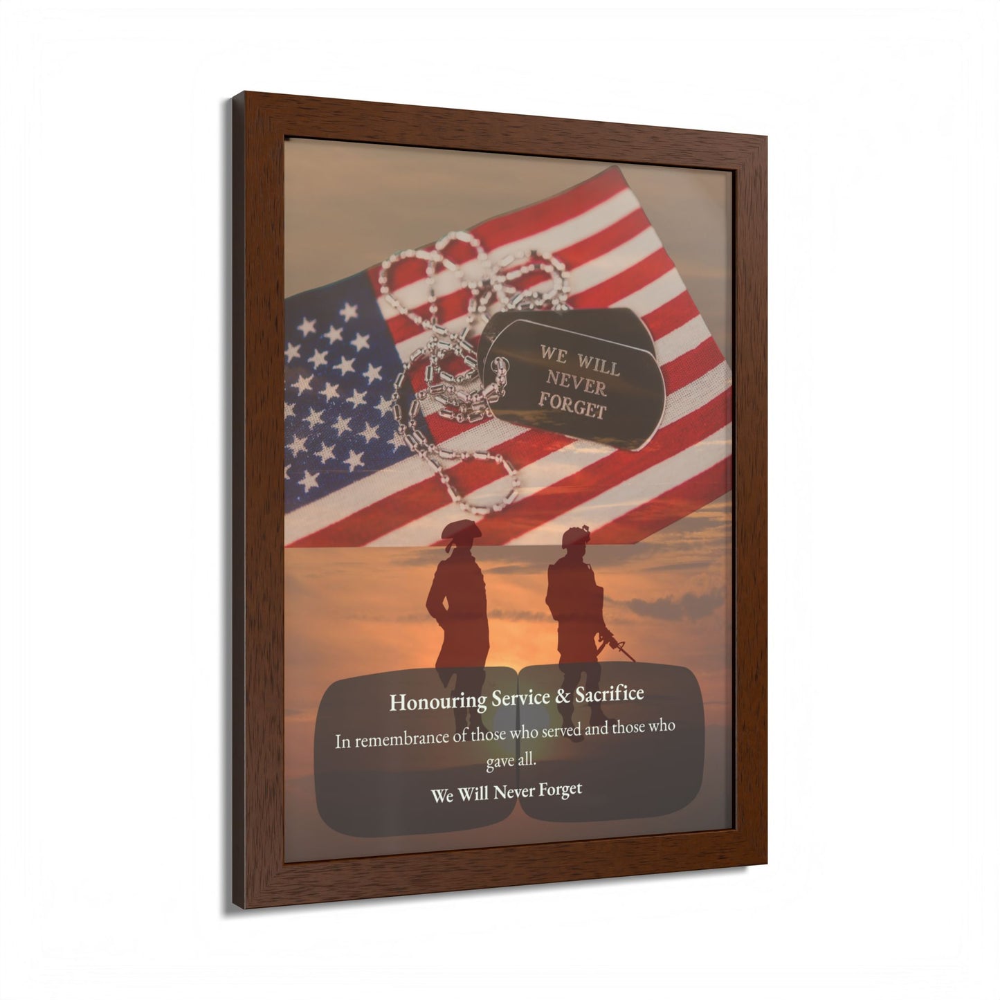 We Will Never Forget Memorial Framed Poster — Honoring Service & Sacrifice