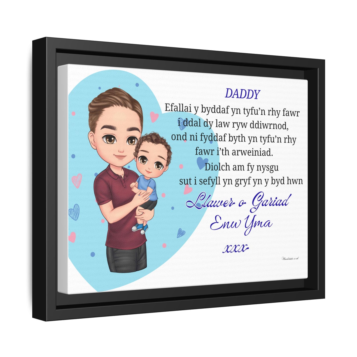 Personalised Welsh Father’s Day Canvas | Daddy Gift From Child | Custom Welsh Wall Art for Dad