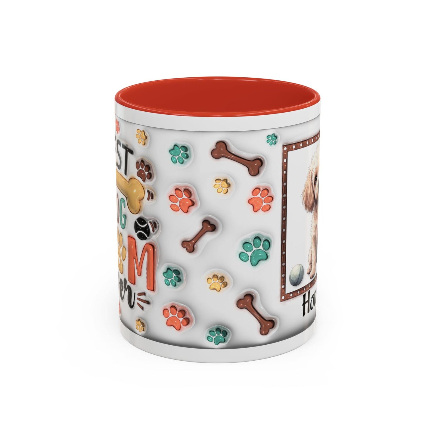 Personalized Puppy Photo Coffee Mug — Cute Paw Print Accent Mug (Custom Name)