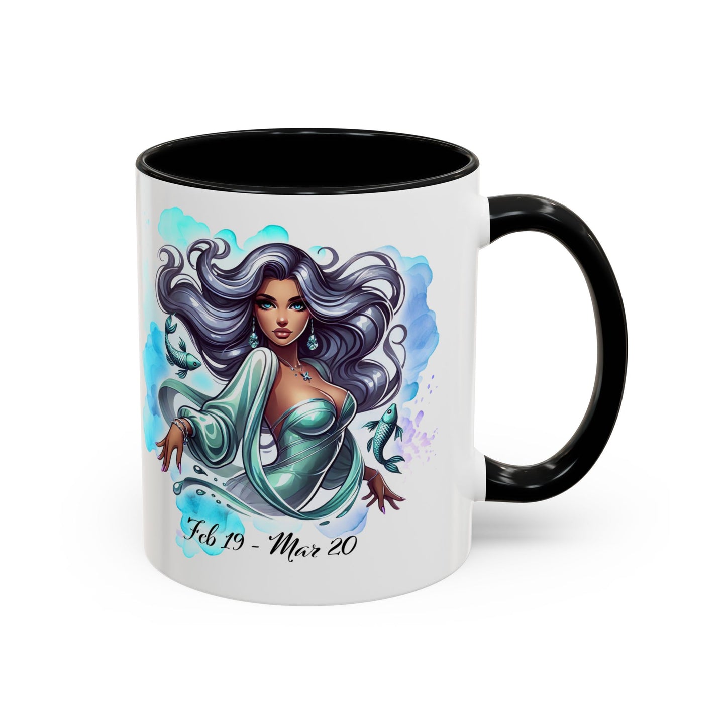 Pisces Zodiac Coffee Mug — Watercolor Mermaid Horoscope Accent Mug (Feb 19–Mar 20)