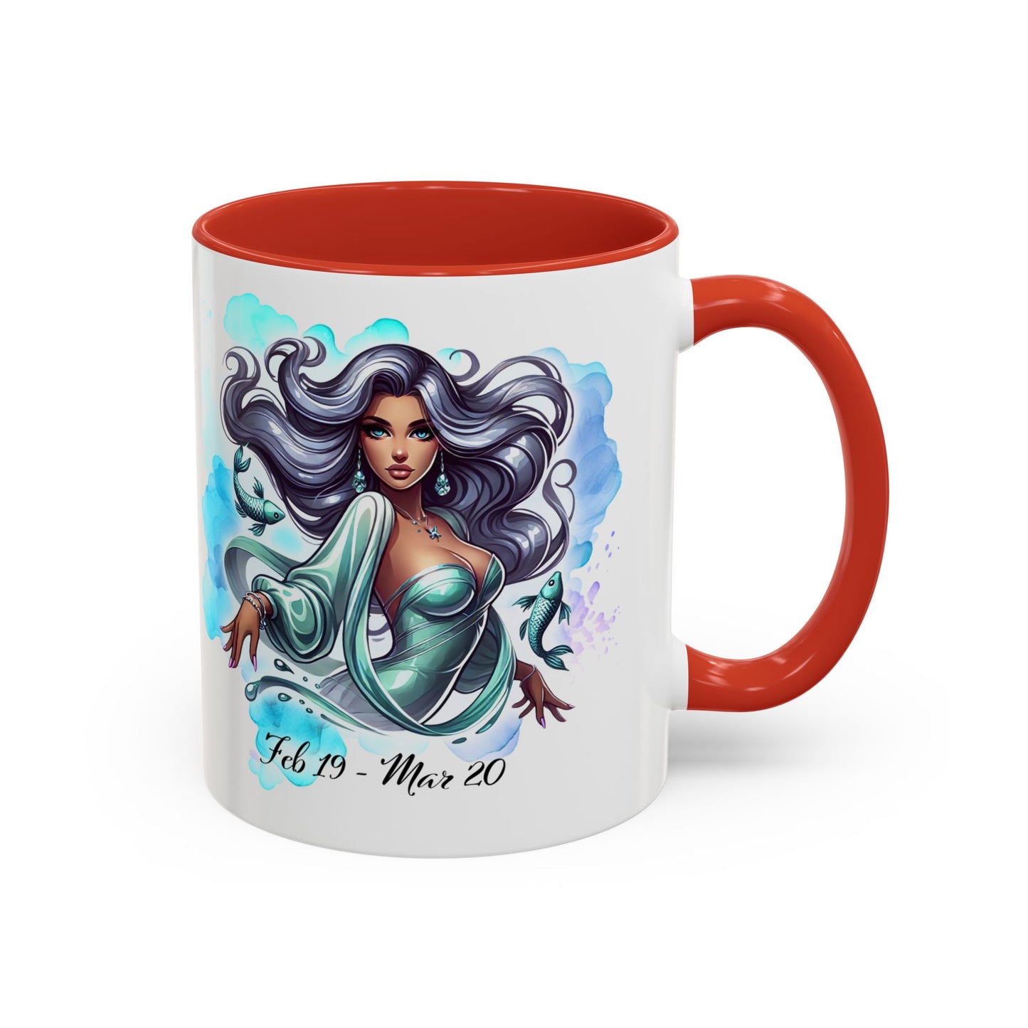 Pisces Zodiac Coffee Mug — Watercolor Mermaid Horoscope Accent Mug (Feb 19–Mar 20)
