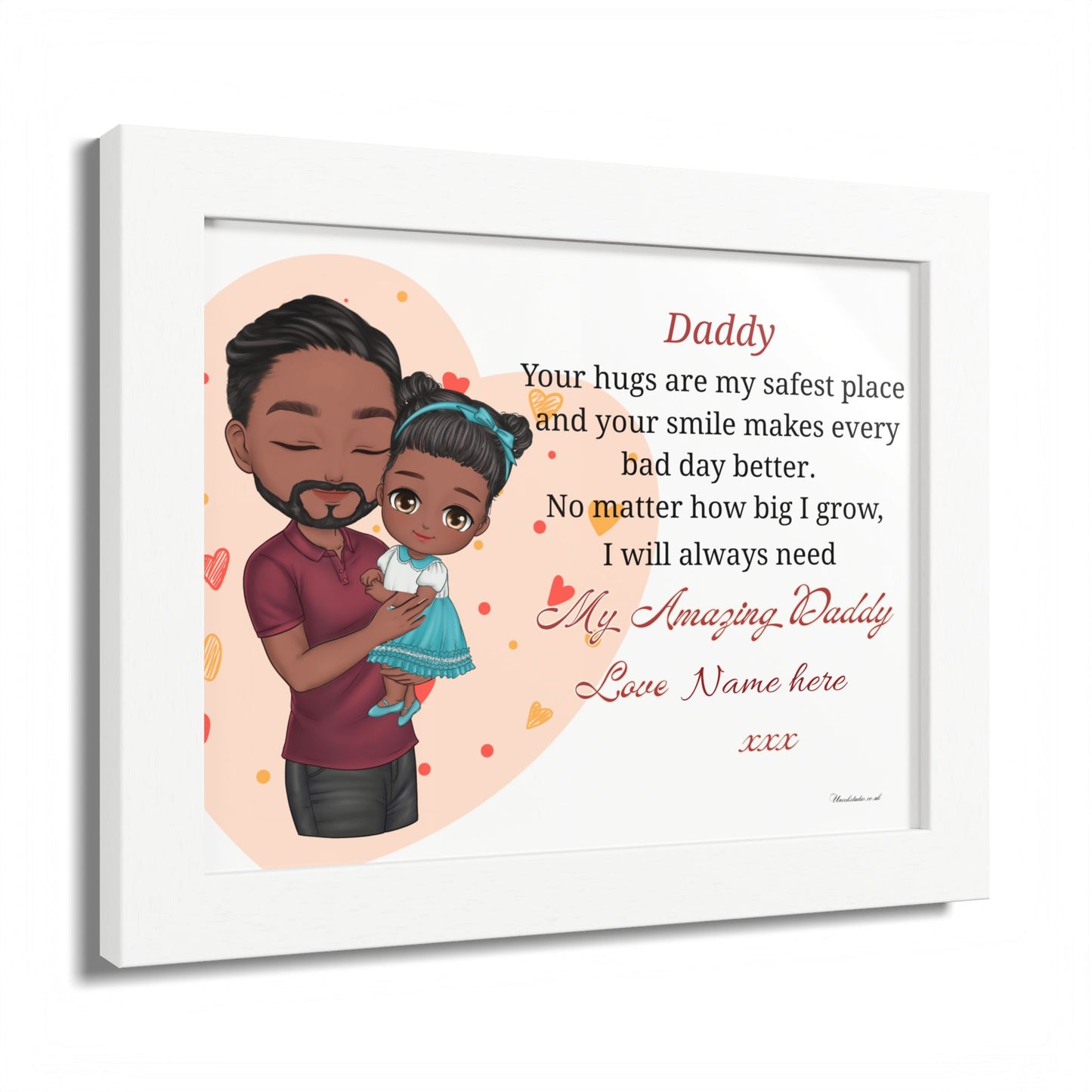 Framed Poster — Personalized “Daddy, Your Hugs Are My Safest Place” Father’s Day Gift