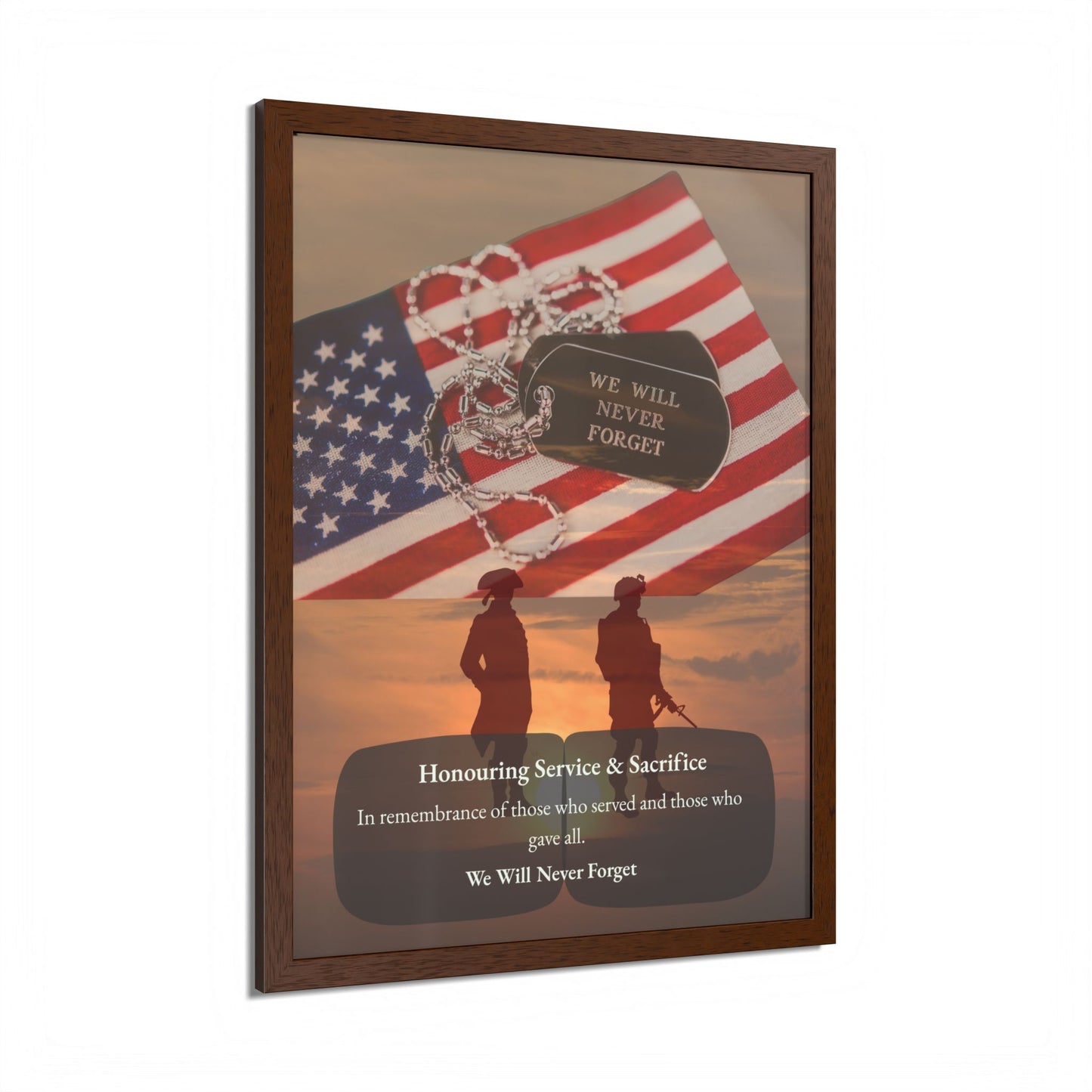 We Will Never Forget Memorial Framed Poster — Honoring Service & Sacrifice