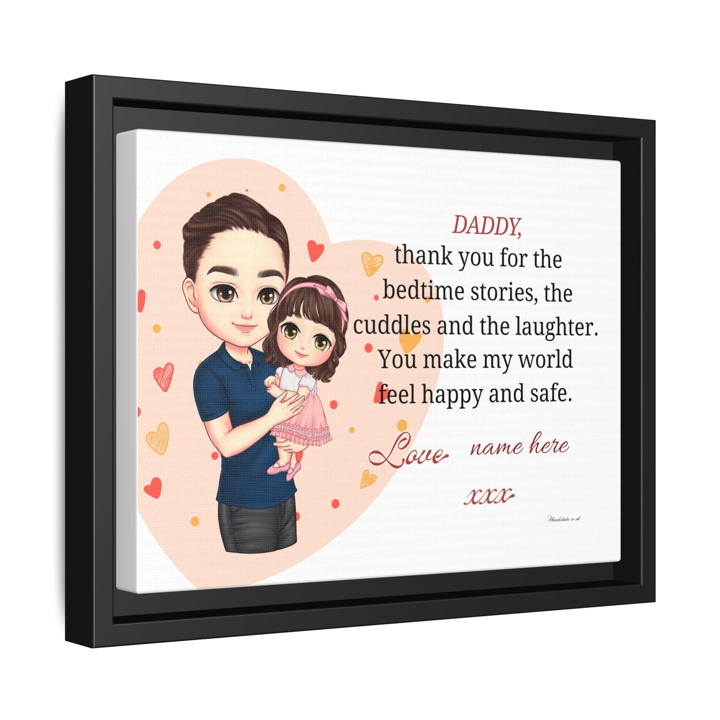 Framed Matte Canvas — "Daddy, thank you for the bedtime stories" Personalized Father’s Day Gift