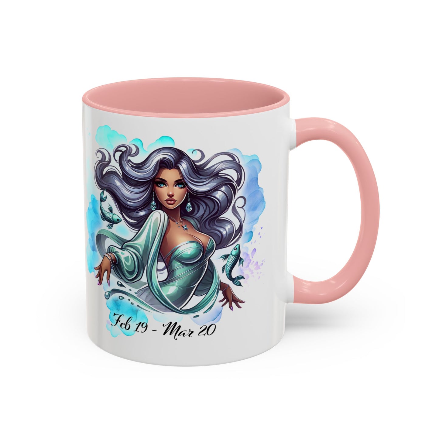 Pisces Zodiac Coffee Mug — Watercolor Mermaid Horoscope Accent Mug (Feb 19–Mar 20)