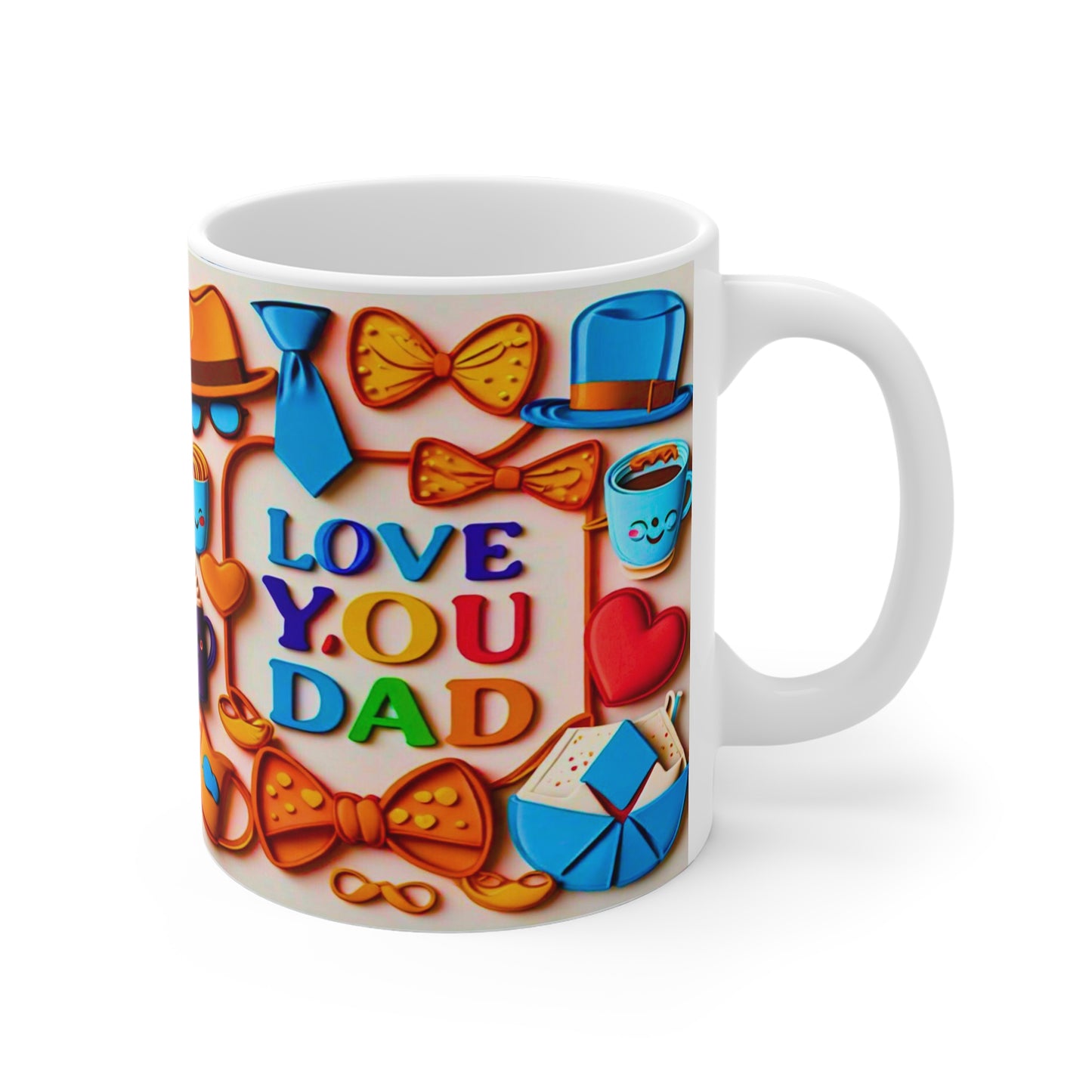 Father's Day Coffee Mug — Colorful "Love You Dad" Ceramic Mug