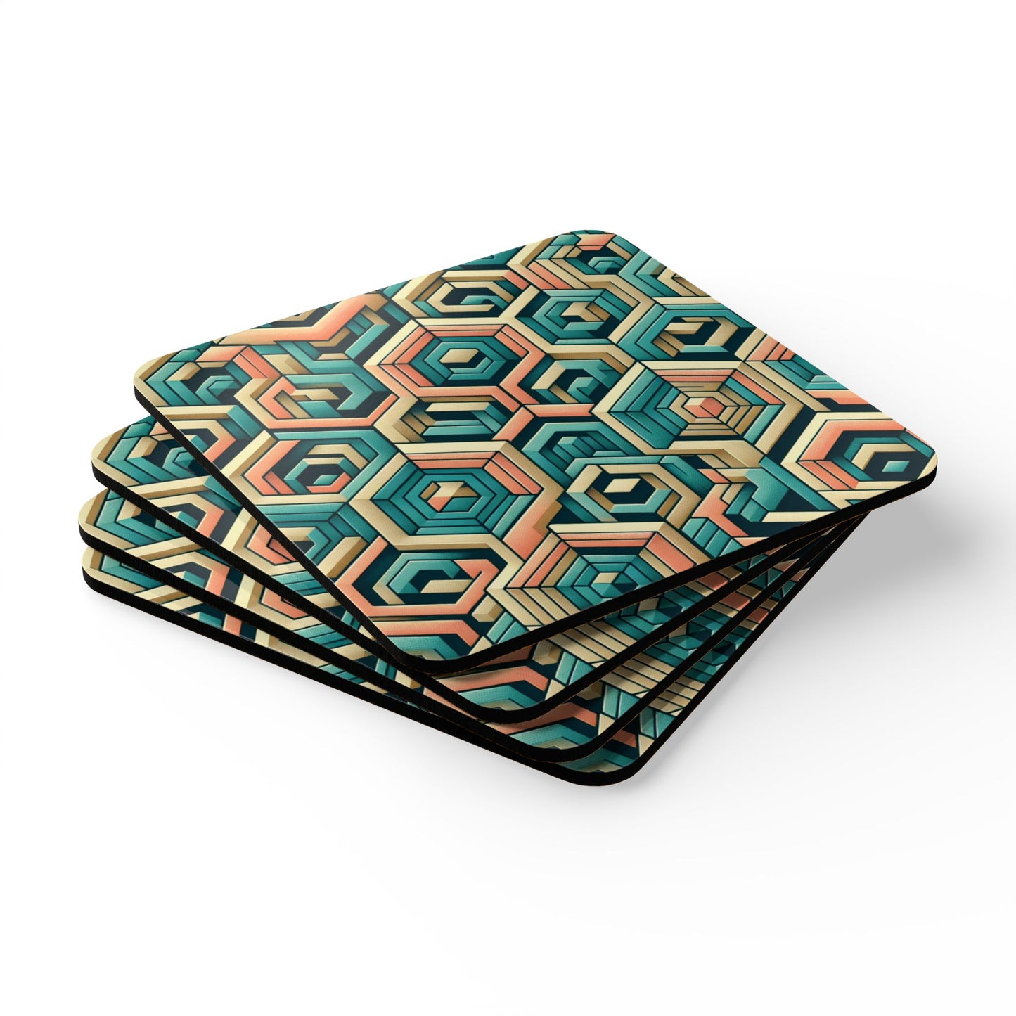 Geometric Cork Coaster Set