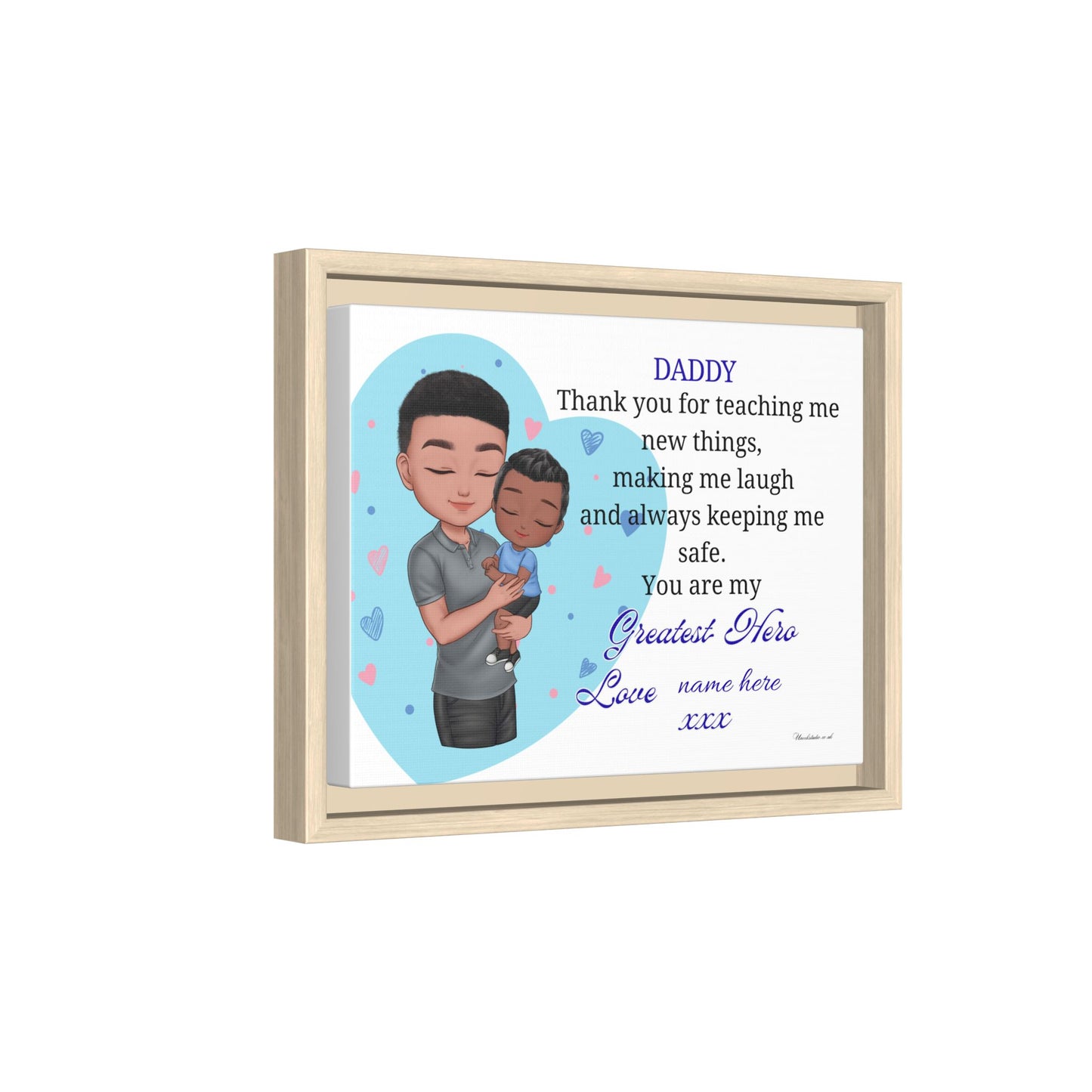 Personalized "Daddy — You Are My Greatest Hero" Framed Canvas Print
