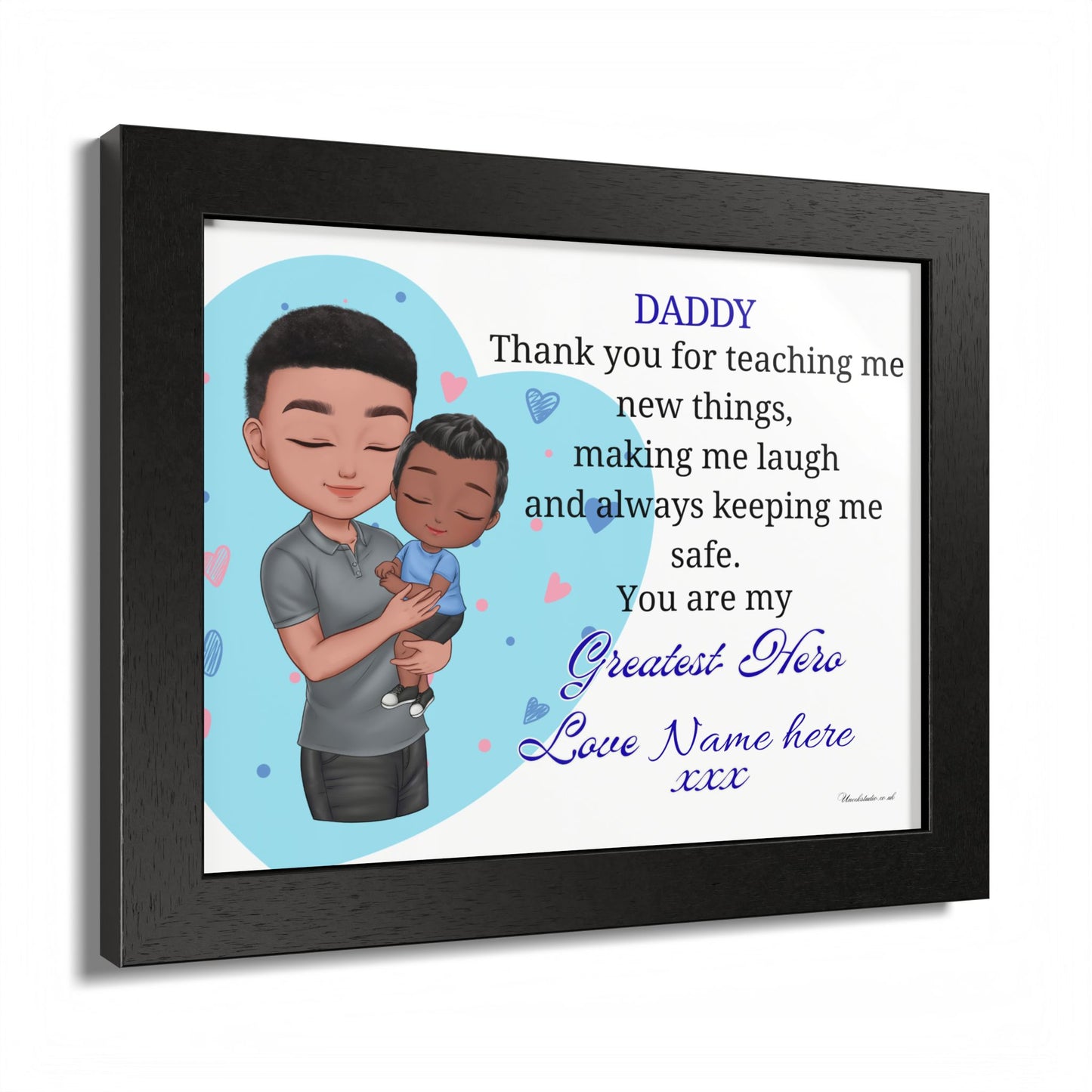 Framed Poster - "Daddy, You Are My Greatest Hero" Personalized Wall Art