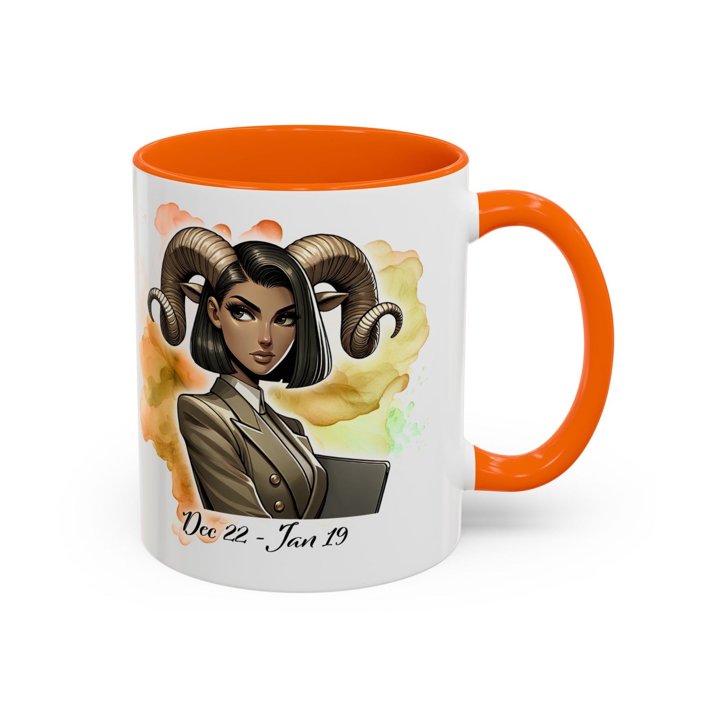 Aries Zodiac Coffee Mug — 'Dec 22 - Jan 19' Ram Girl Accent Mug