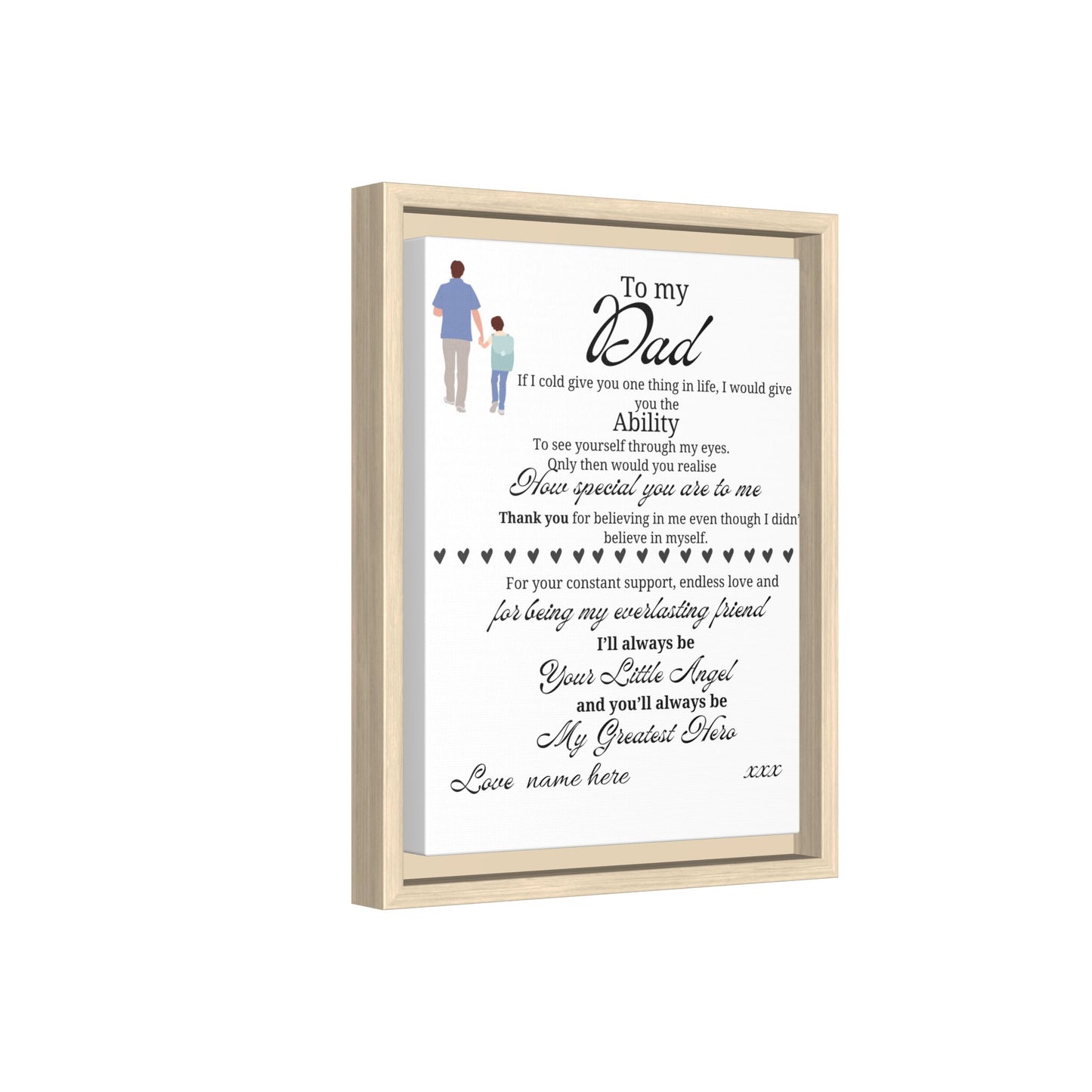 Framed Canvas Print — "To My Dad" Sentimental Poem, Personalized Gift