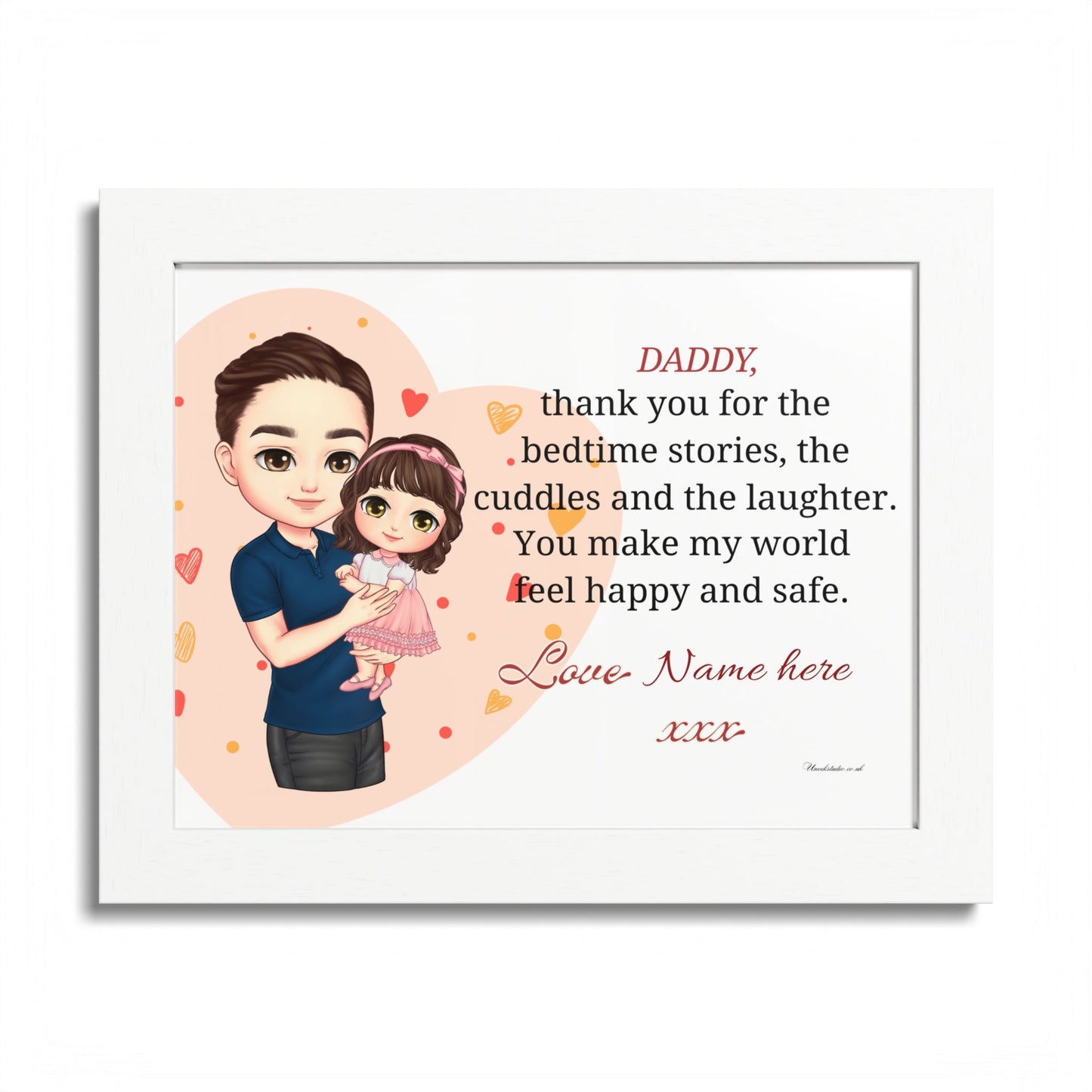 Personalized "Daddy" Framed Poster — Thank You For The Bedtime Stories (Custom Name)
