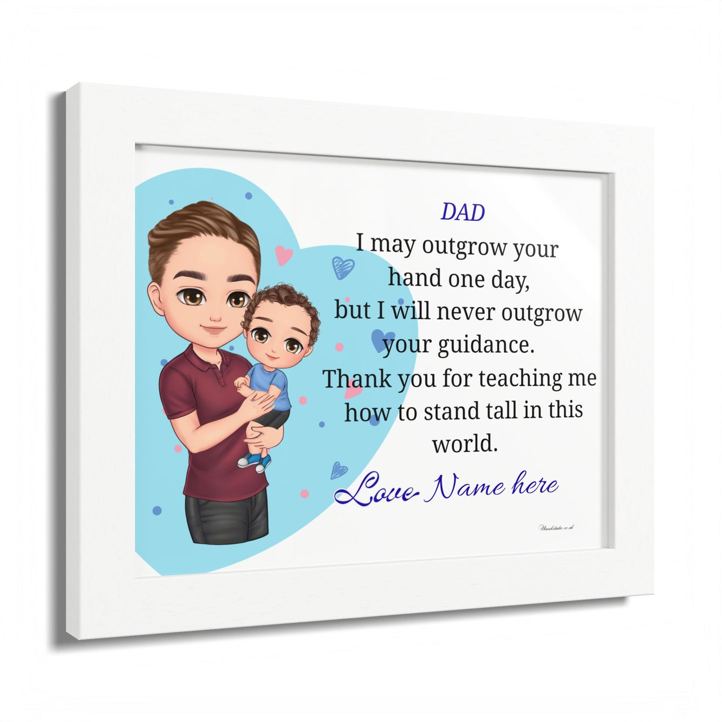 Dad Love Framed Poster — "I May Outgrow Your Hand" Personalized Wall Art