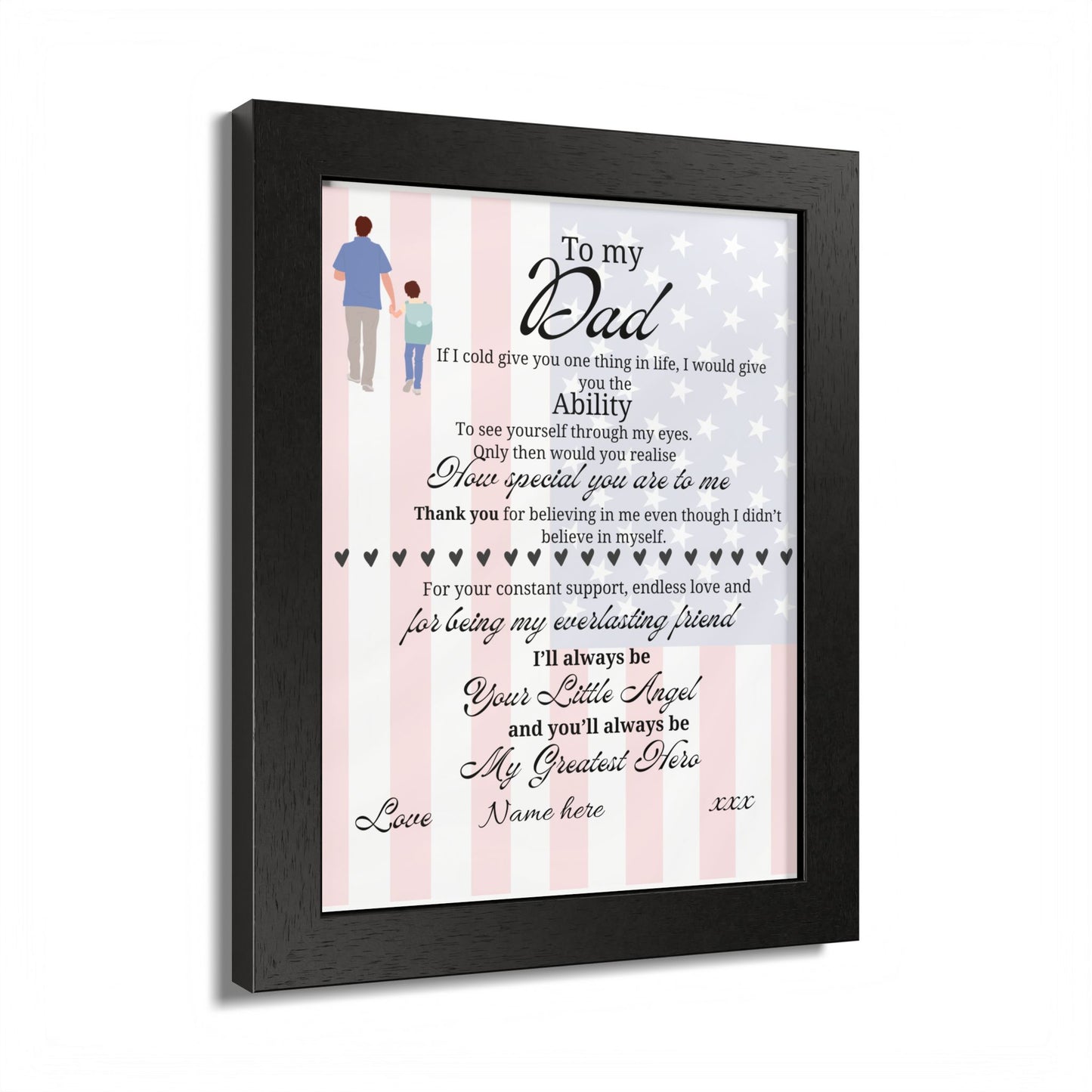 Framed Poster - "To My Dad" Heartfelt Memorial Poem (Custom Name)