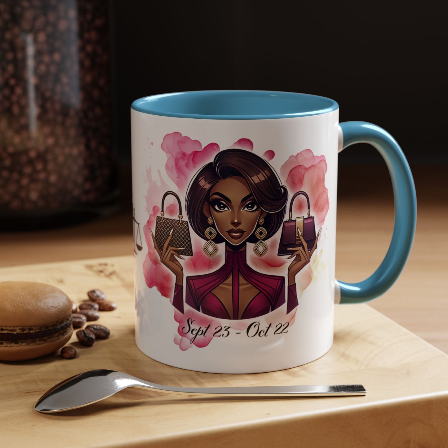 Libra Zodiac Coffee Mug — Elegant Libra Woman Design (Sept 23–Oct 22)