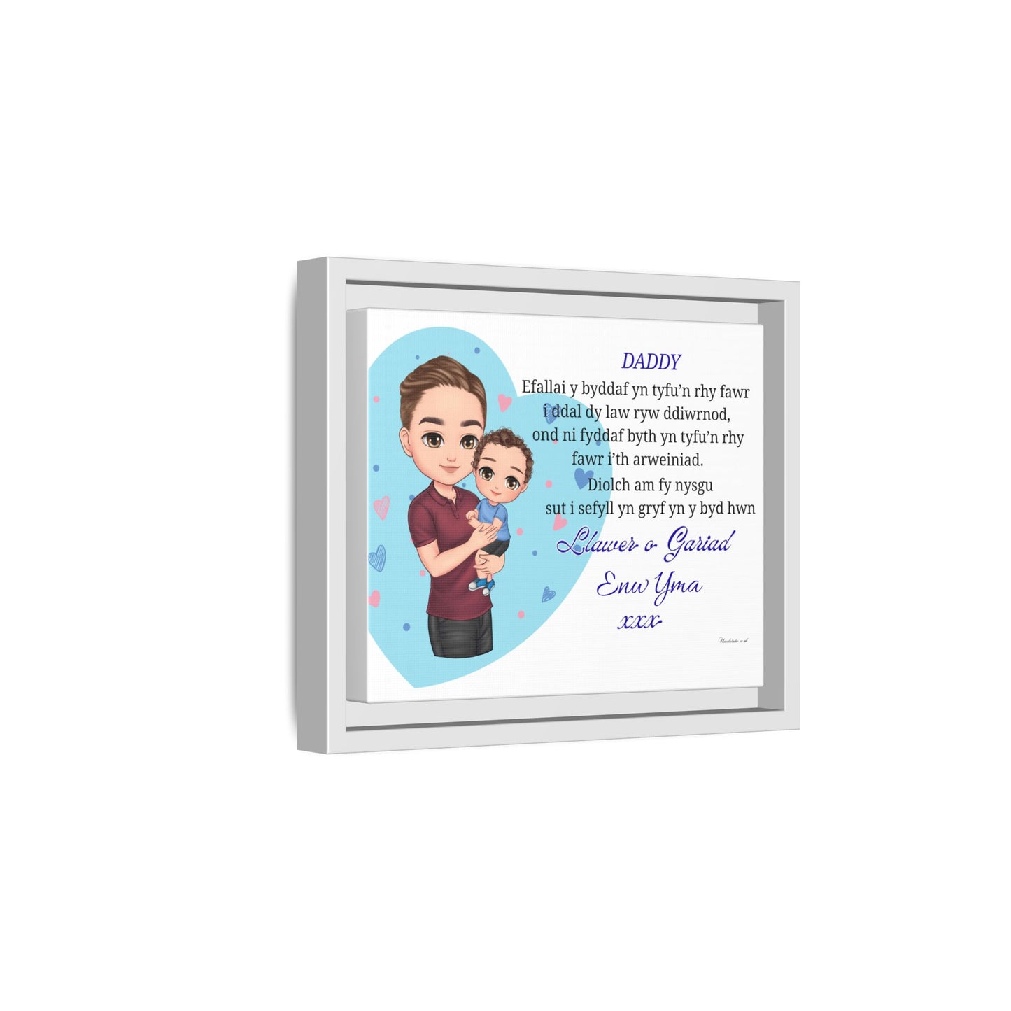 Personalised Welsh Father’s Day Canvas | Daddy Gift From Child | Custom Welsh Wall Art for Dad