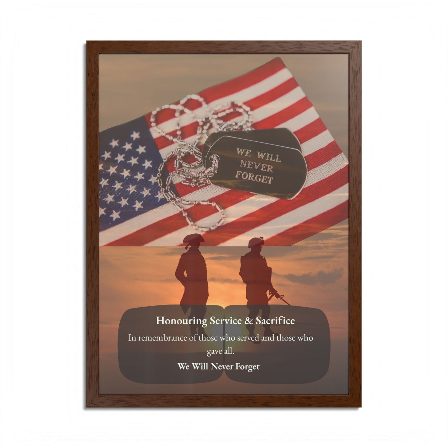We Will Never Forget Memorial Framed Poster — Honoring Service & Sacrifice