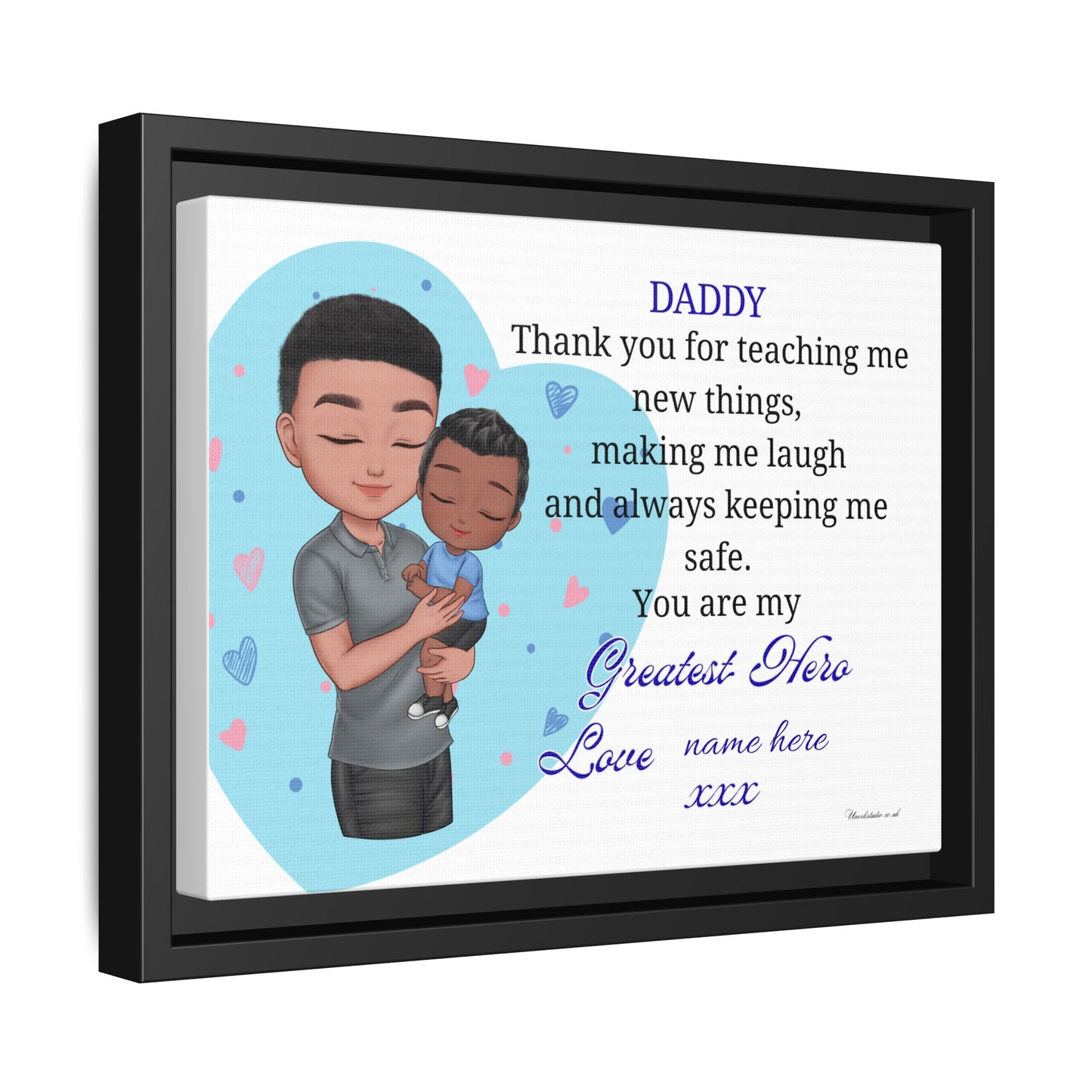 Personalized "Daddy — You Are My Greatest Hero" Framed Canvas Print