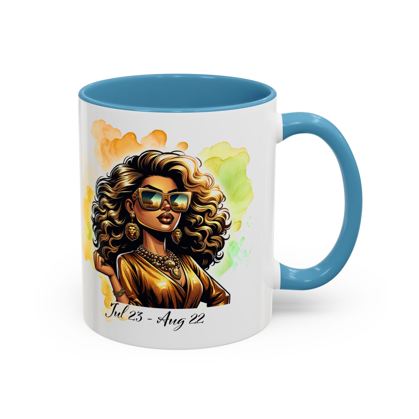Leo Zodiac Coffee Mug — "I Am the Sun" Afro Woman Design (July 23–Aug 22)
