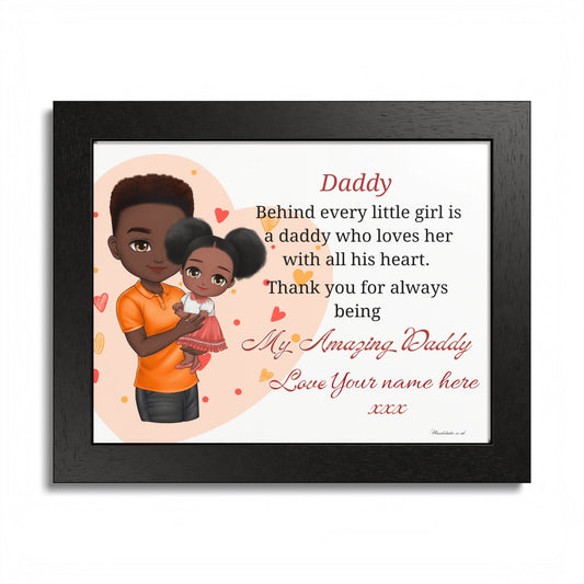 Daddy & Daughter Framed Poster – Personalized 'My Amazing Daddy' Keepsake