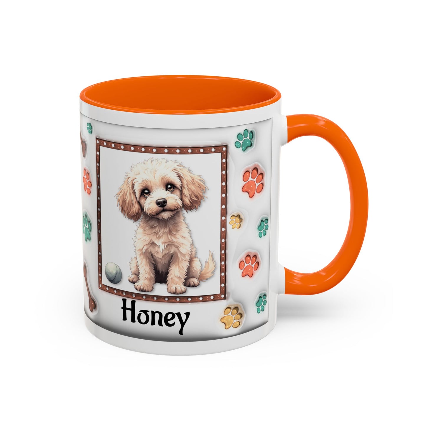 Personalized Puppy Photo Coffee Mug — Cute Paw Print Accent Mug (Custom Name)
