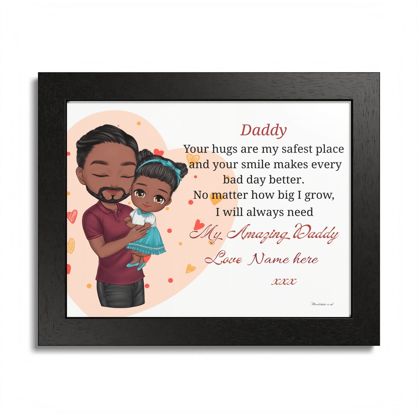 Framed Poster — Personalized “Daddy, Your Hugs Are My Safest Place” Father’s Day Gift