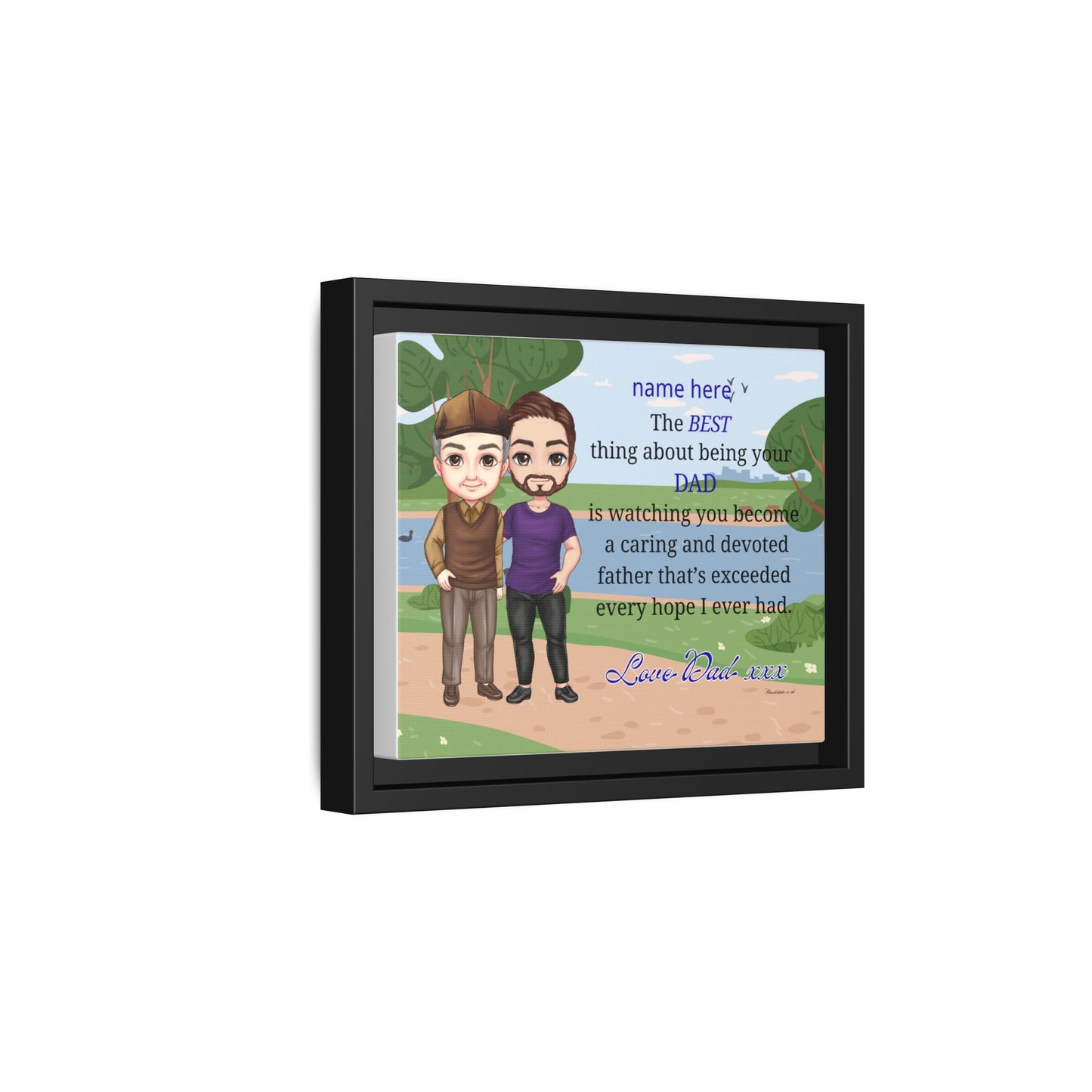 Personalized Father & Son Portrait Matte Canvas — "The Best Thing About Being Your Dad" Framed Print