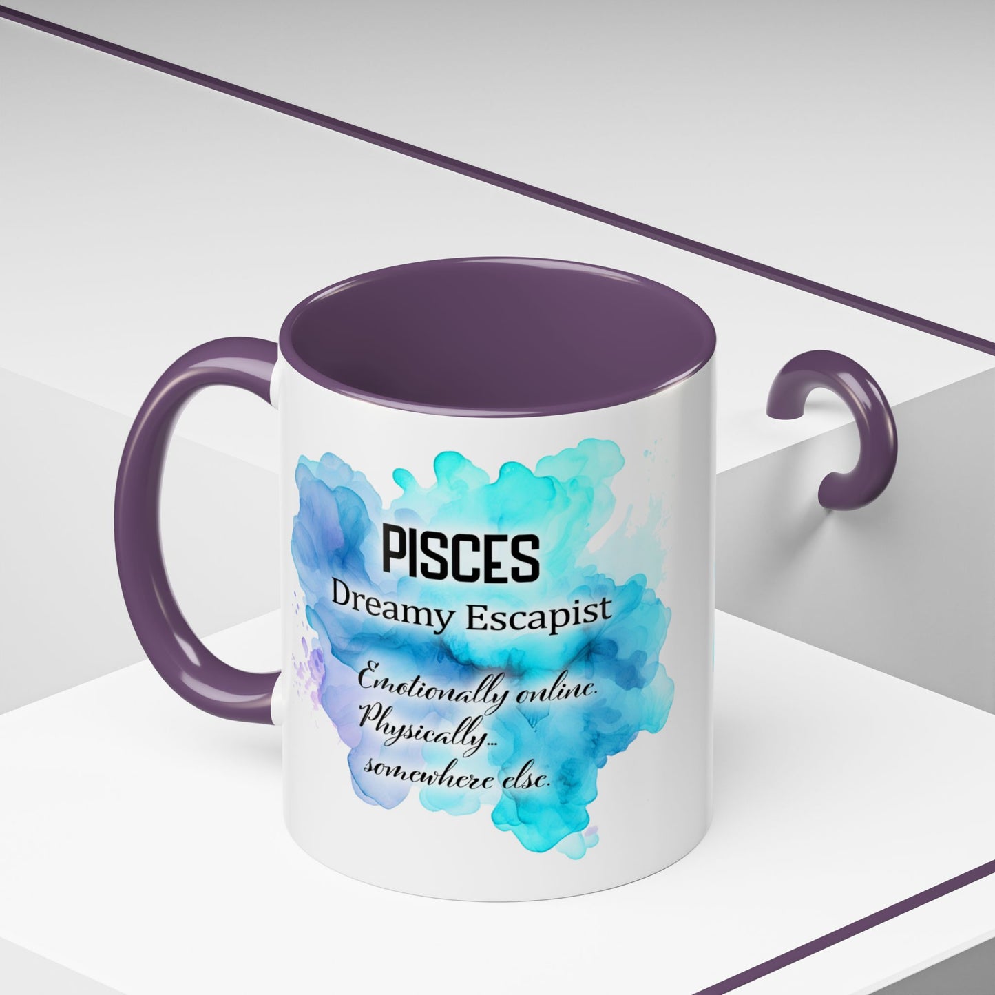 Pisces Zodiac Coffee Mug — Watercolor Mermaid Horoscope Accent Mug (Feb 19–Mar 20)