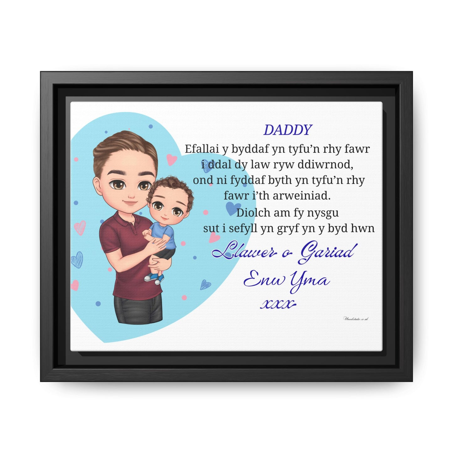 Personalised Welsh Father’s Day Canvas | Daddy Gift From Child | Custom Welsh Wall Art for Dad