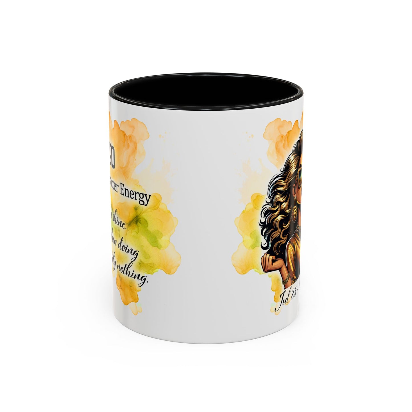 Leo Zodiac Coffee Mug — "I Am the Sun" Afro Woman Design (July 23–Aug 22)