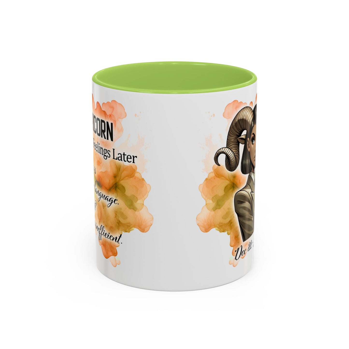 Aries Zodiac Coffee Mug — 'Dec 22 - Jan 19' Ram Girl Accent Mug