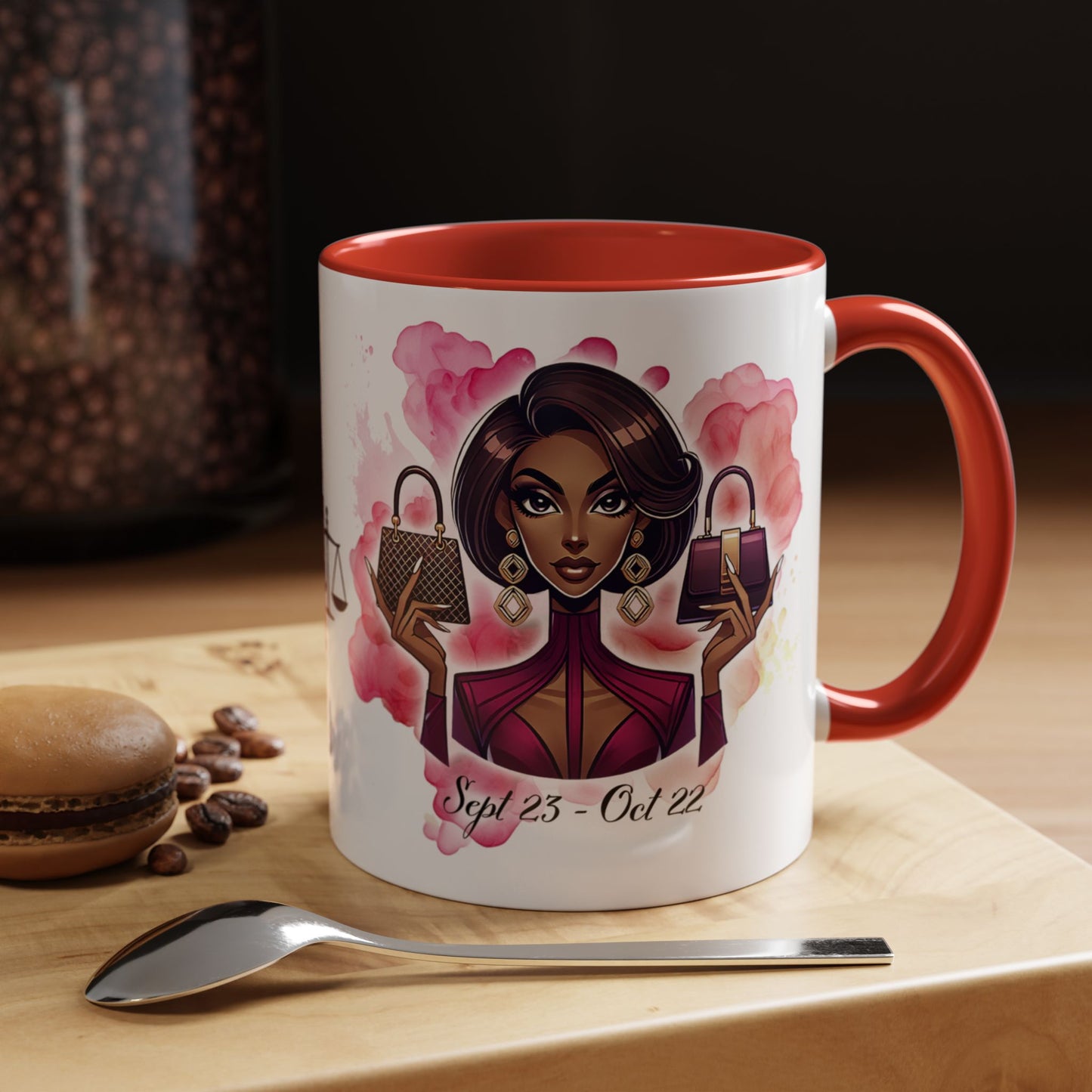 Libra Zodiac Coffee Mug — Elegant Libra Woman Design (Sept 23–Oct 22)