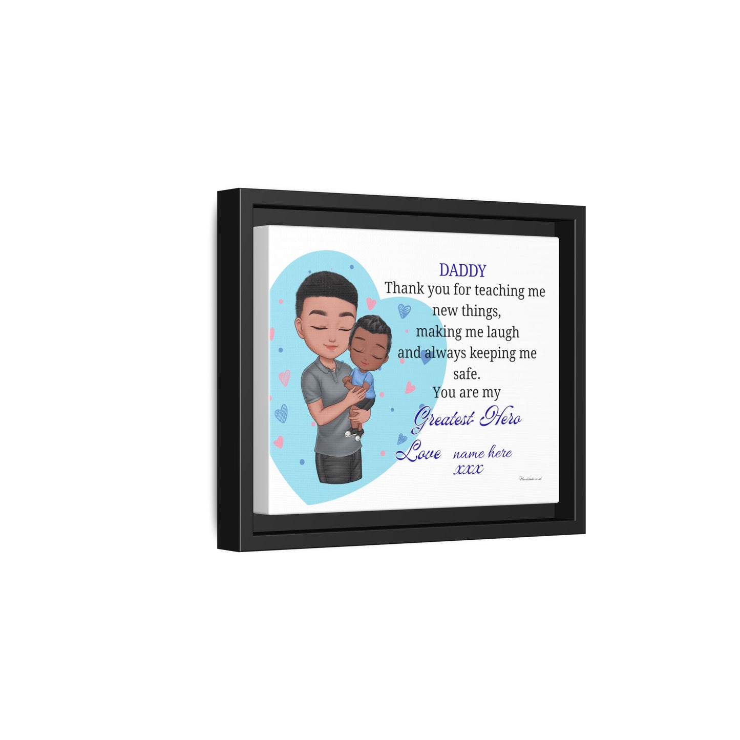 Personalized "Daddy — You Are My Greatest Hero" Framed Canvas Print