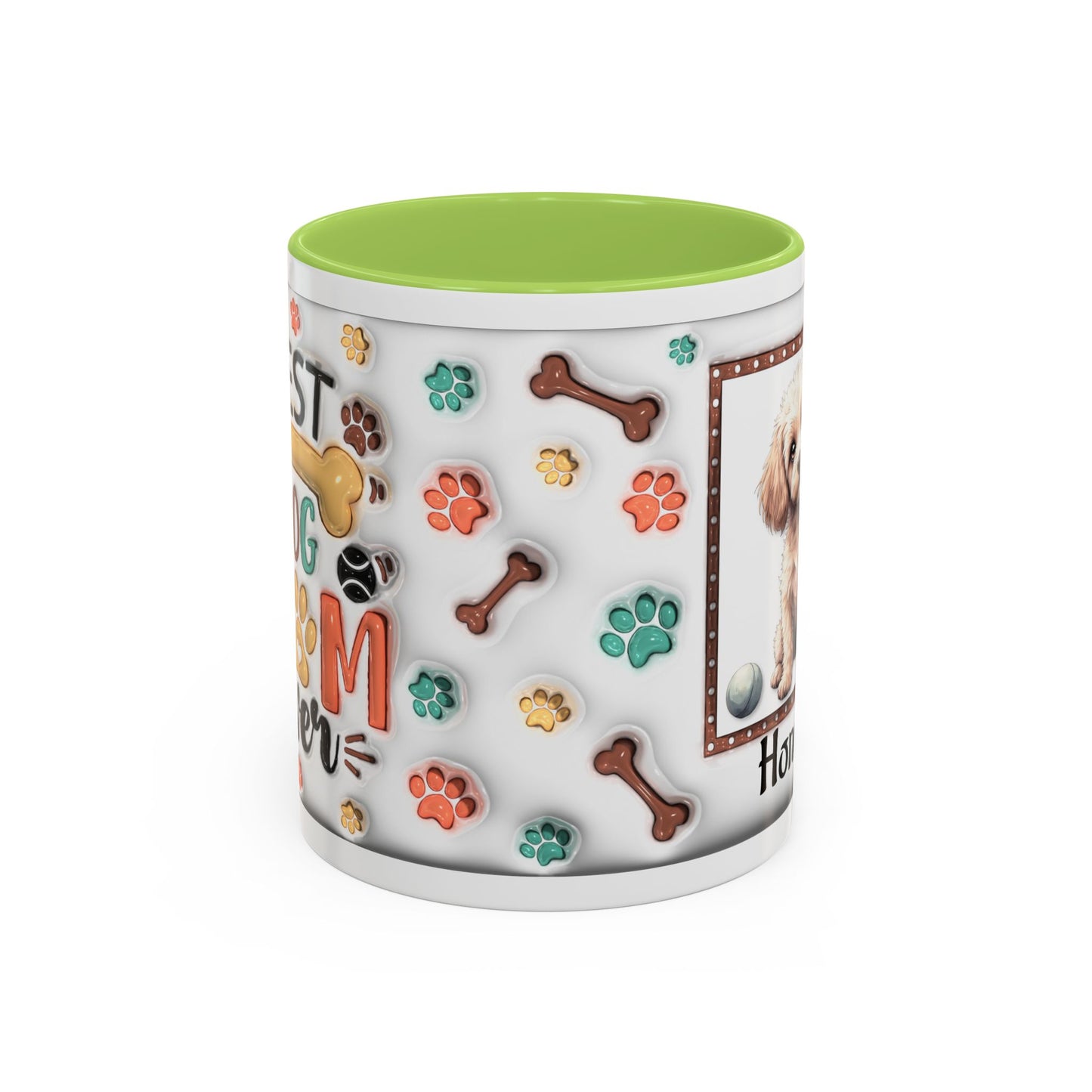 Personalized Puppy Photo Coffee Mug — Cute Paw Print Accent Mug (Custom Name)