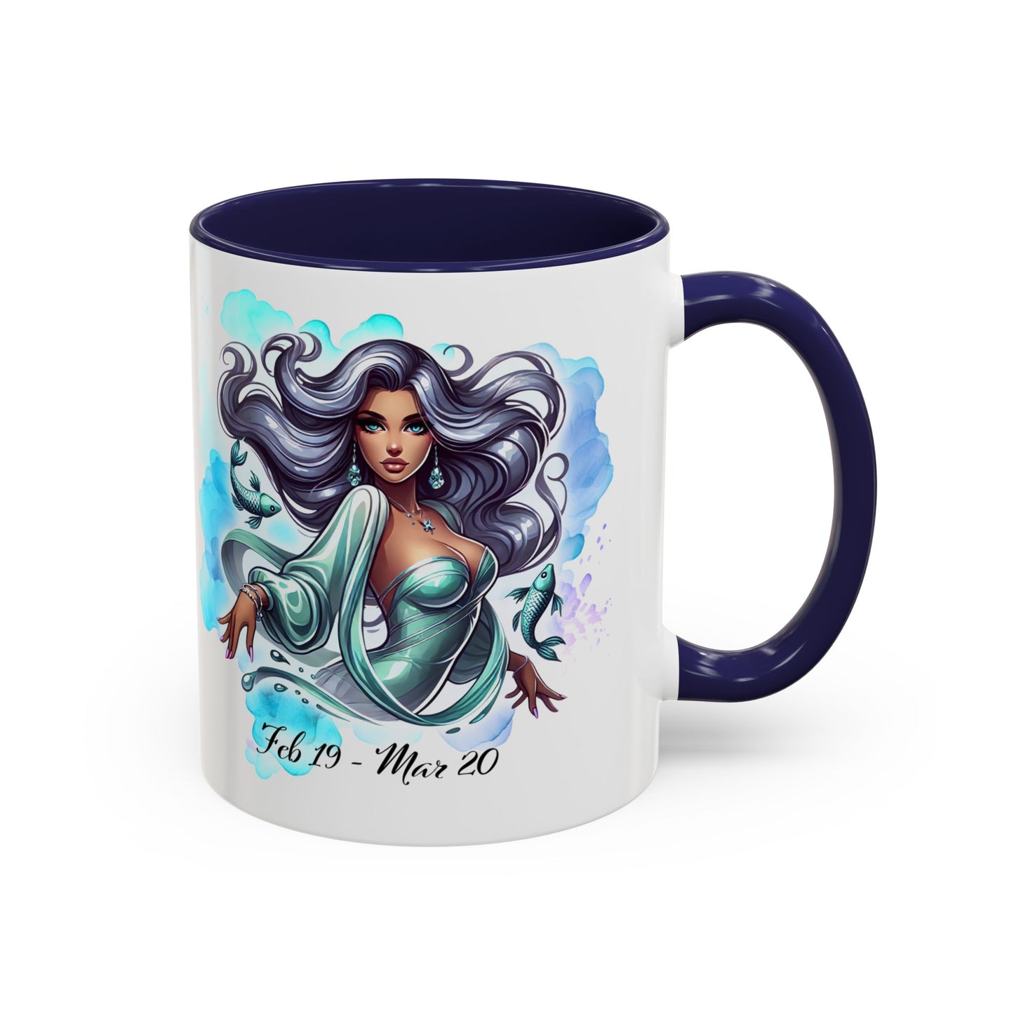 Pisces Zodiac Coffee Mug — Watercolor Mermaid Horoscope Accent Mug (Feb 19–Mar 20)