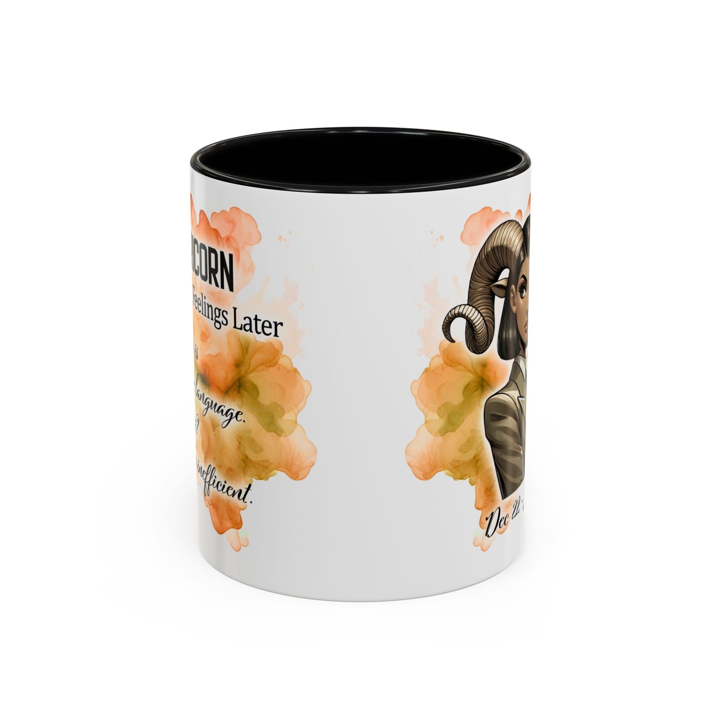 Aries Zodiac Coffee Mug — 'Dec 22 - Jan 19' Ram Girl Accent Mug