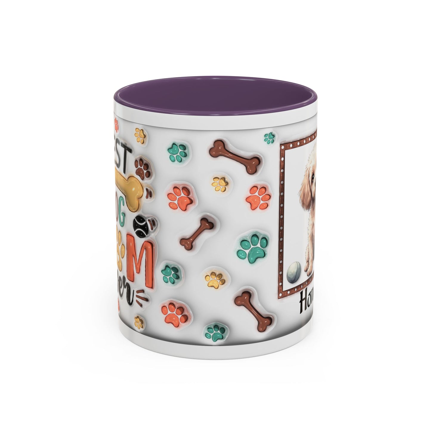 Personalized Puppy Photo Coffee Mug — Cute Paw Print Accent Mug (Custom Name)