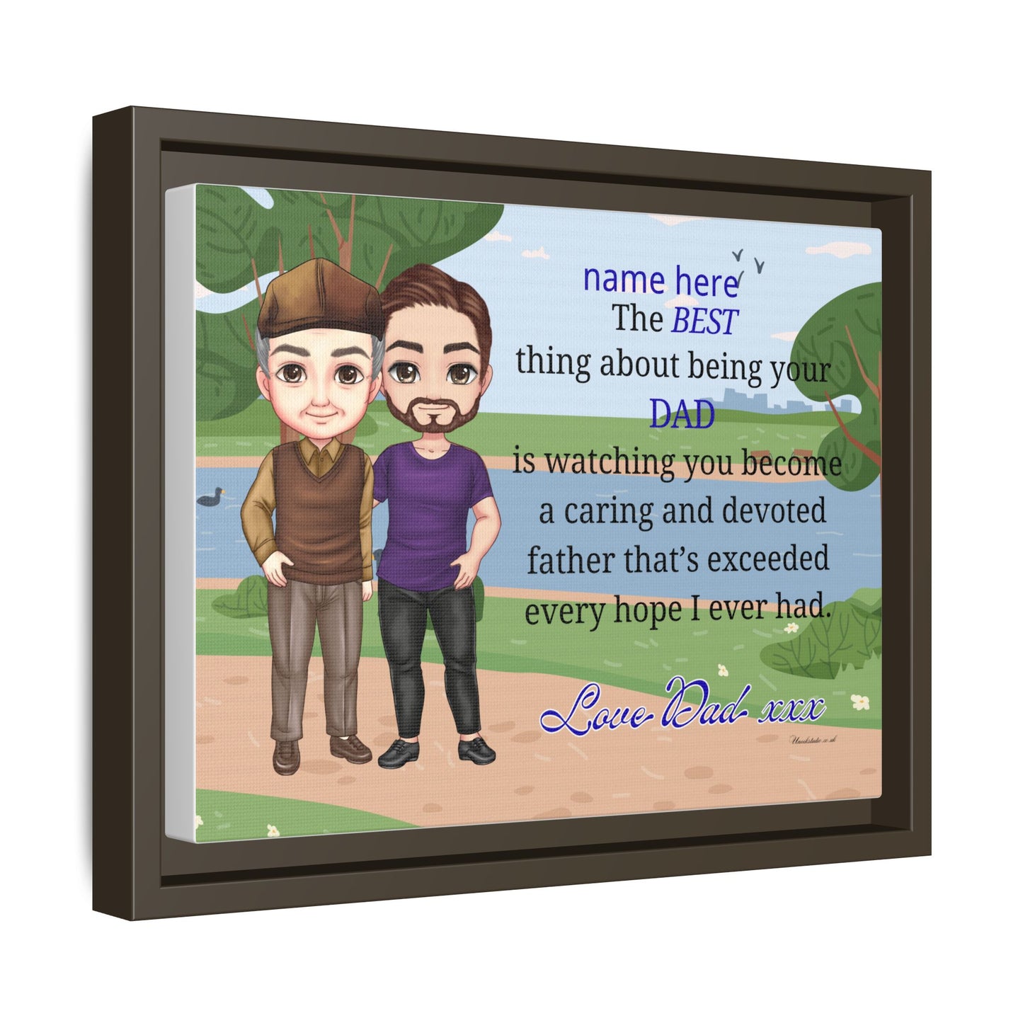 Personalized Father & Son Portrait Matte Canvas — "The Best Thing About Being Your Dad" Framed Print