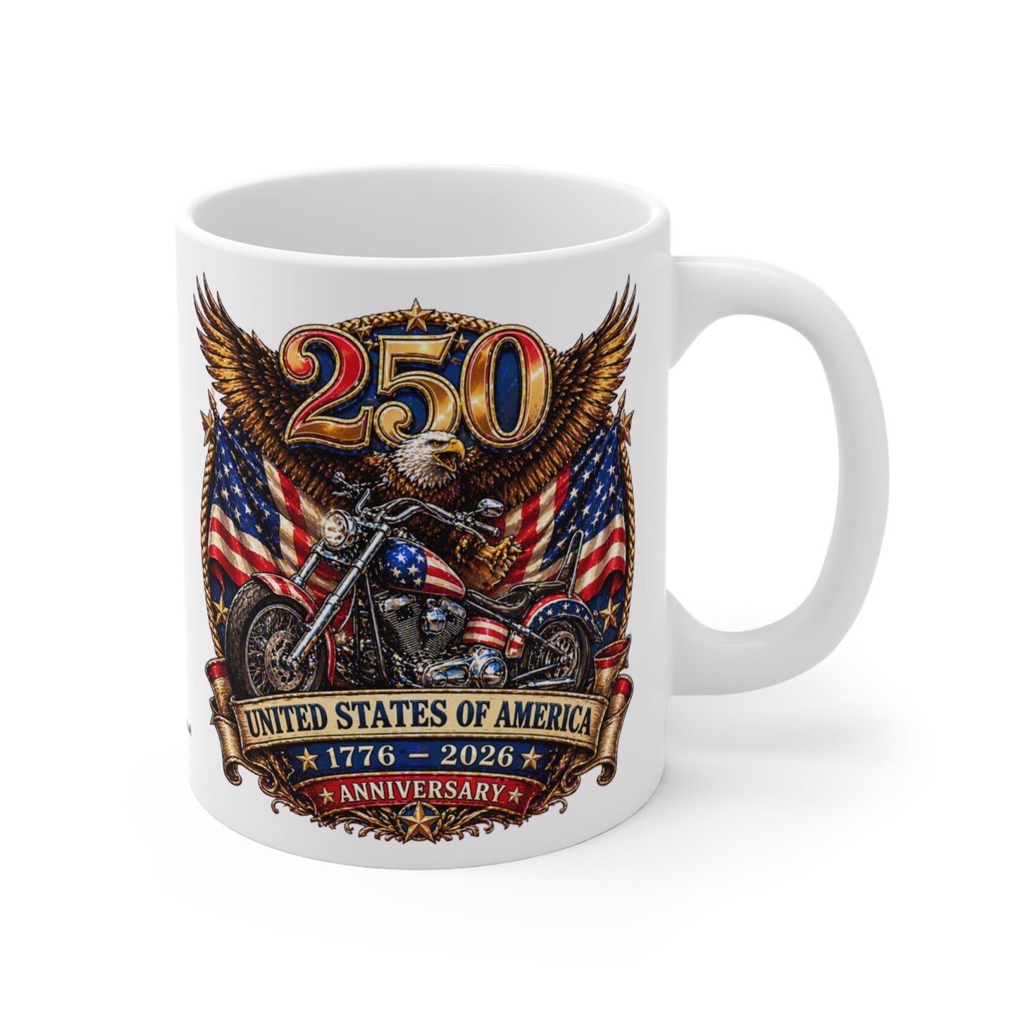 Mug — 250th USA Anniversary Motorcycle Eagle Flag Design