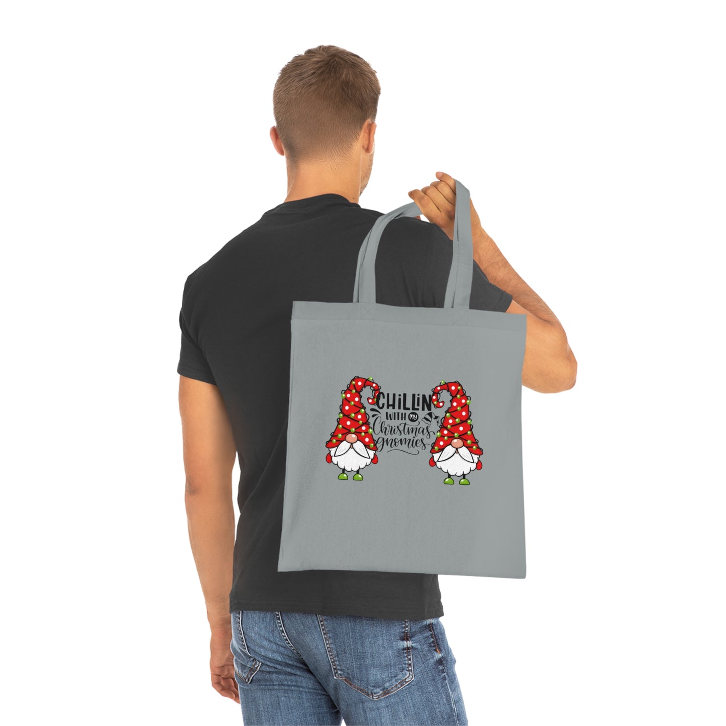 Chillin With My Gnomies Cotton Tote | Christmas Gnome Illustration