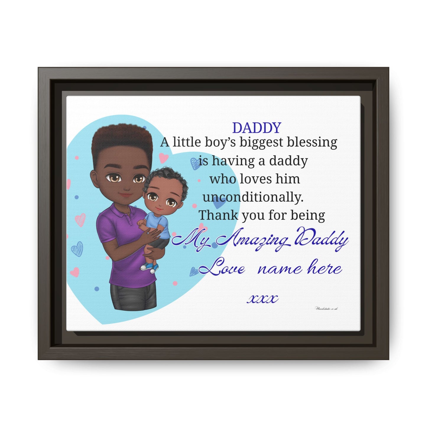 Framed Canvas Print — "Daddy: A little boy’s biggest blessing" Personalized Father’s Day Gift