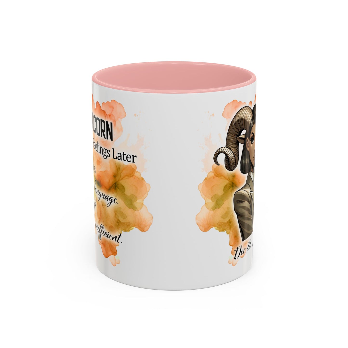 Aries Zodiac Coffee Mug — 'Dec 22 - Jan 19' Ram Girl Accent Mug