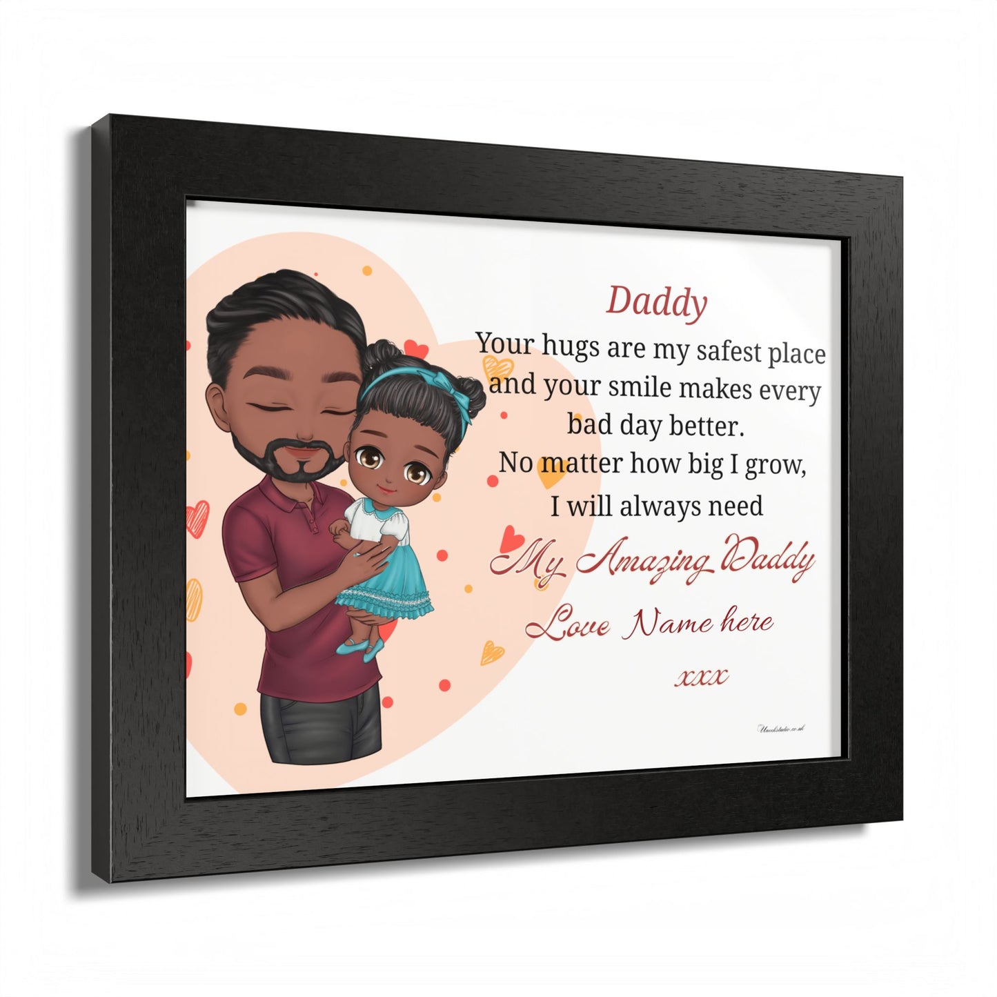 Framed Poster — Personalized “Daddy, Your Hugs Are My Safest Place” Father’s Day Gift