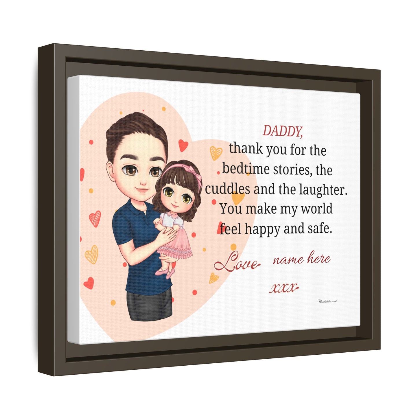 Framed Matte Canvas — "Daddy, thank you for the bedtime stories" Personalized Father’s Day Gift