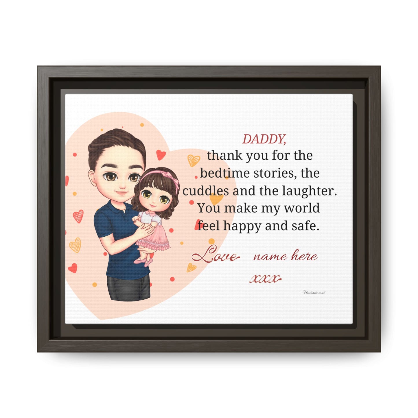 Framed Matte Canvas — "Daddy, thank you for the bedtime stories" Personalized Father’s Day Gift