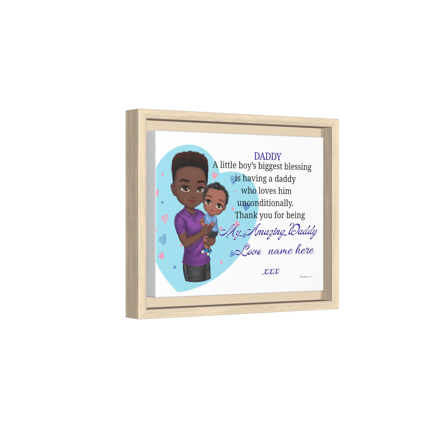 Framed Canvas Print — "Daddy: A little boy’s biggest blessing" Personalized Father’s Day Gift