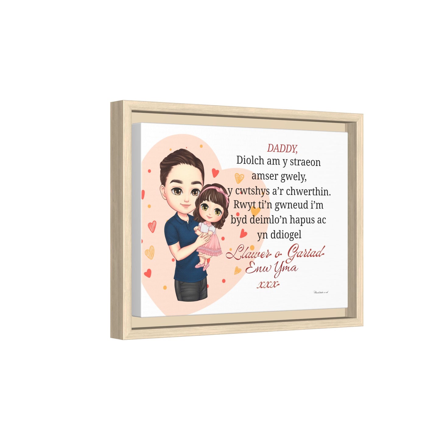 Personalised Welsh Father’s Day Canvas | Daddy Gift From Child | Custom Welsh Wall Art for Dad